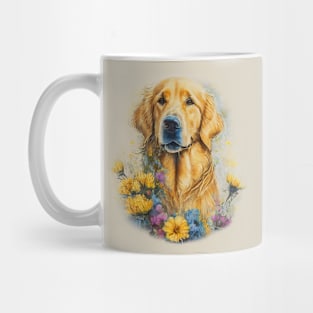 Golden Retriever Floral Tee Mug